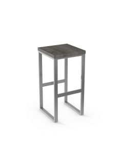 Aaron Backless Non-Swivel Bar Stool with Wood Seat