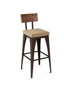 Upright Industrial Non-Swivel Bar Stool with Cushioned Seat &amp; Backrest