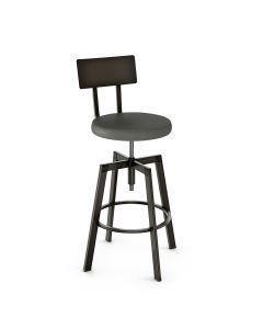 Architect Industrial Adjustable Height Swivel Bar Stool with Cushioned Seat