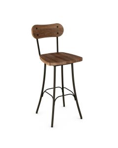Bean Swivel Bar Stool with Wood Seat &amp; Backrest