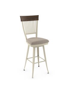 Annabelle Swivel Bar Stool with Cushioned Seat &amp; Wood Backrest