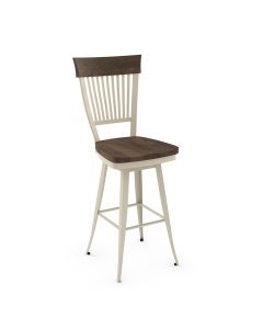 Annabelle Swivel Bar Stool with Wood Seat &amp; Wood Backrest