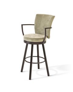 Cardin Swivel Bar Stool with Arms and Cushioned Seat &amp; Backrest