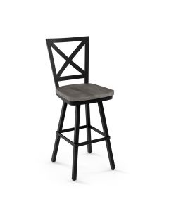 Kent Industrial Swivel Bar Stool with Wood Seat