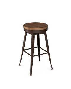 Grace Backless Swivel Bar Stool with Wood Seat
