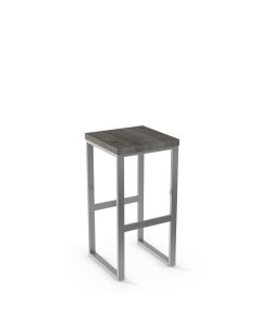 Aaron Backless Non-Swivel Bar Stool with Wood Seat