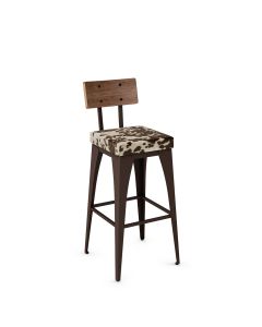 Upright Industrial Non-Swivel Bar Stool with Cushioned Seat &amp; Backrest
