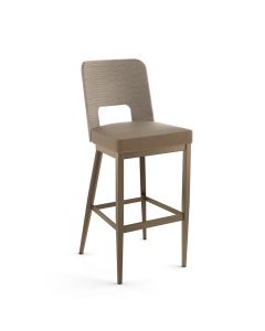 Chase Non-Swivel Bar Stool with Cushioned Seat &amp; Seagrass Backrest