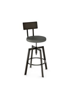 Architect Industrial Adjustable Height Swivel Bar Stool with Cushioned Seat