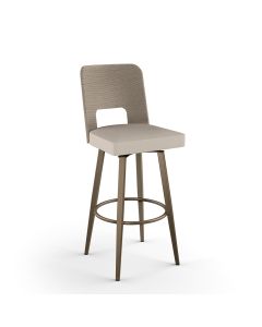 Chase Swivel Bar Stool with Cushioned Seat &amp; Seagrass Backrest