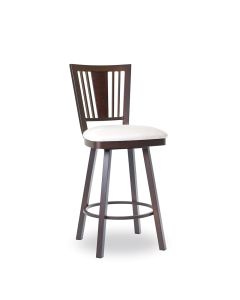Madison Swivel Bar Stool with Cushioned Seat &amp; Wood Backrest