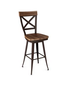 Kyle Swivel Bar Stool with Wood Seat &amp; Backrest