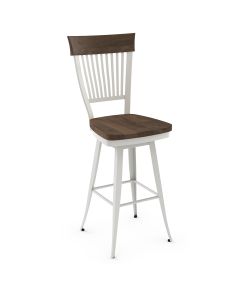 Annabelle Swivel Bar Stool with Wood Seat &amp; Wood Backrest