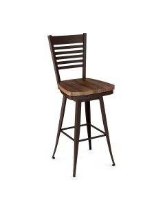 Edwin Swivel Bar Stool with Wood Seat