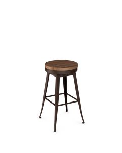 Grace Backless Swivel Bar Stool with Wood Seat