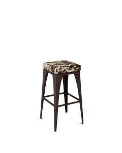 Upright Industrial Backless Non-Swivel Bar Stool with Cushioned Seat