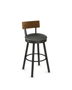 Lauren Swivel Low Back Bar Stool with Wood Seat